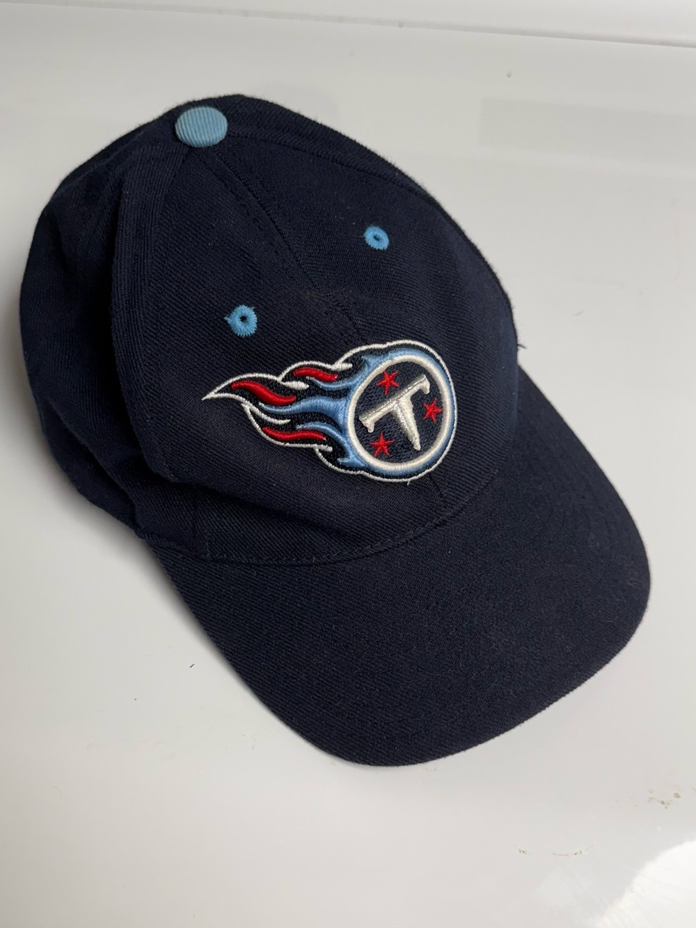 Used Navy Tennessee Titans Flame Logo Baseball Cap (see photos)